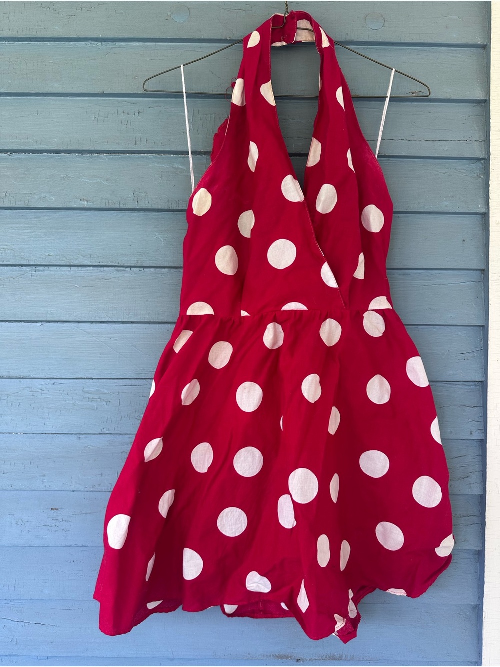 Red Polka Dot Halter Fit-and-Flare Dress